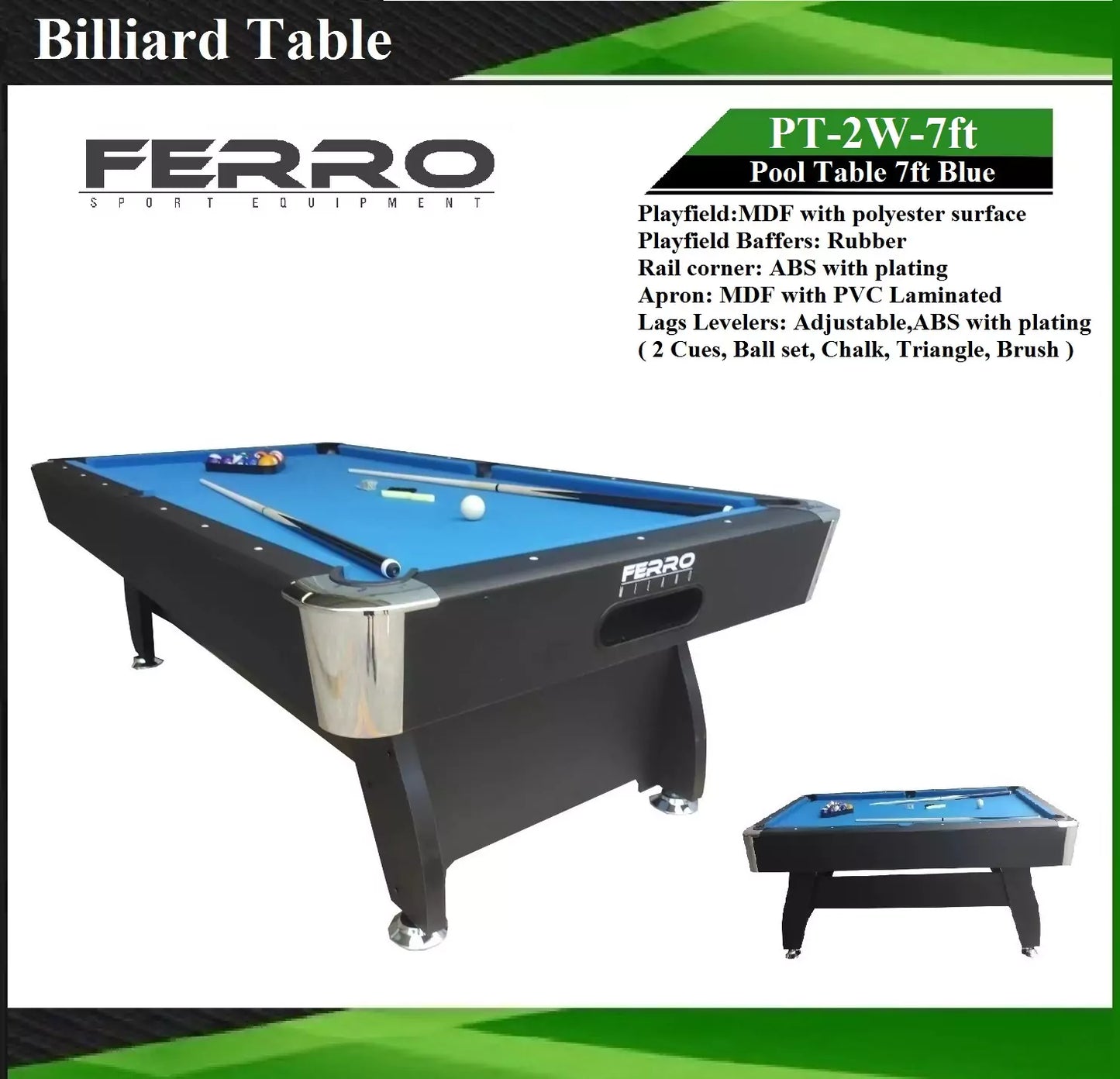 7FT WOODEN BILLIARD TABLE