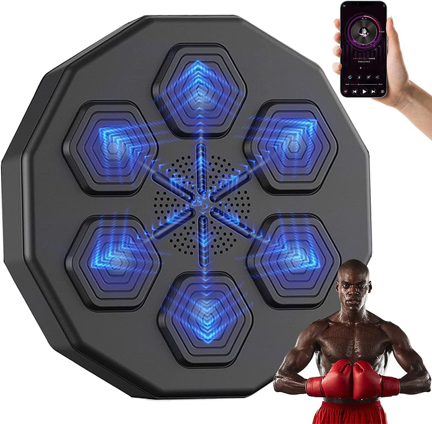 X MAXSTRENGTH Wall Mounted Boxing Training Machine Smart Music Boxing Pads With 6 Lights And Bluetooth Sensor