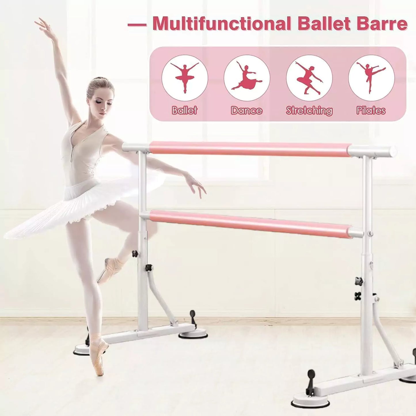 Adjustable Ballet Barre Portable Dance Bar for Stretching & Training for Kids & Adults (1 Meter, 1.5 Meter, 2 Meter)