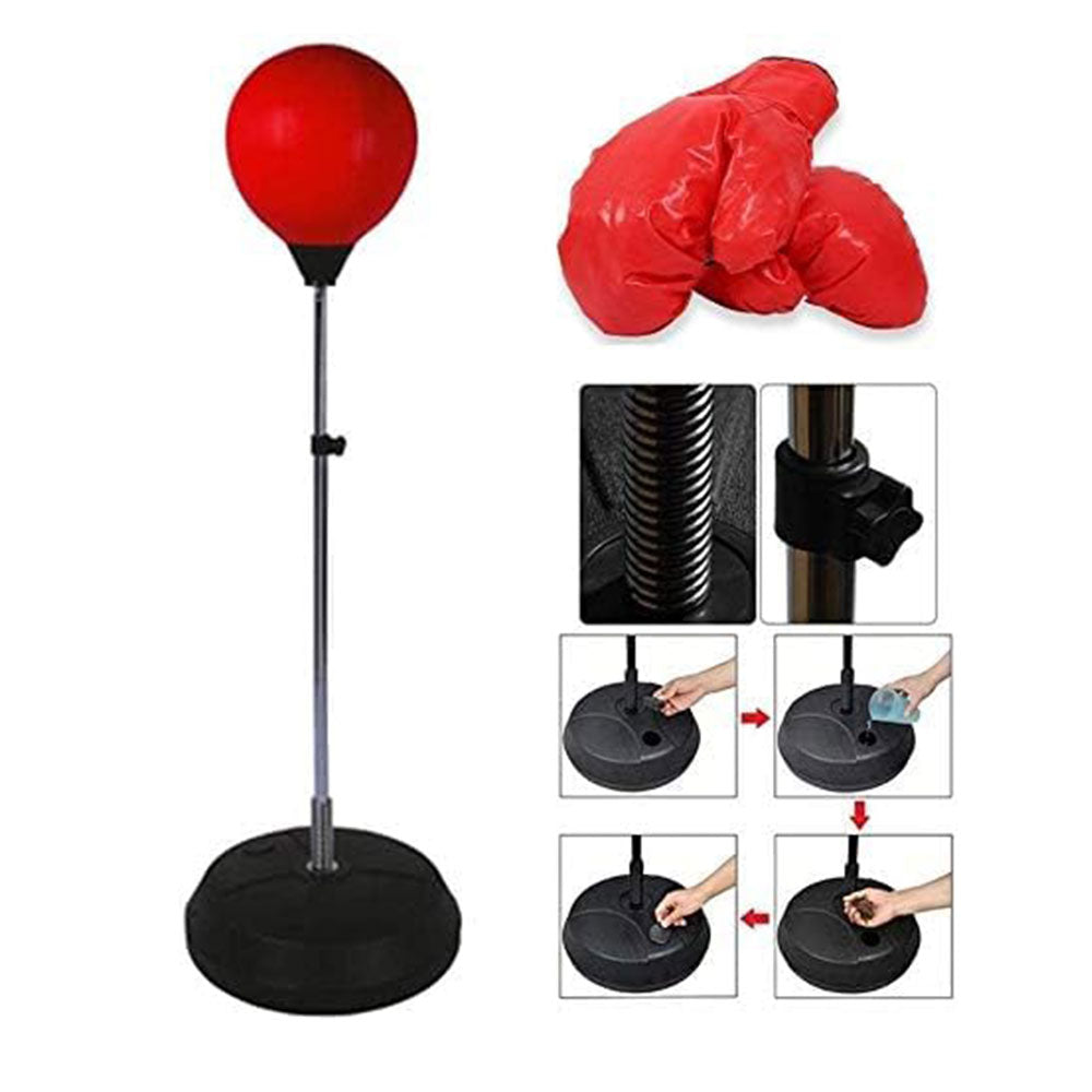 Adjustable Standing Punching Bag Speedball with Gloves & Pump – For Kids