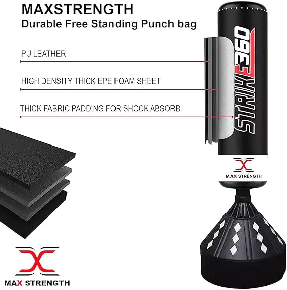 6FT black free standing punch boxing bag
