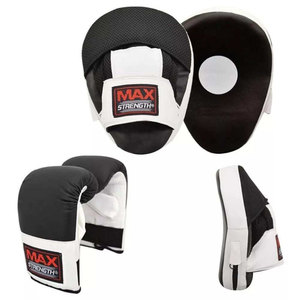 X MAXSTRENGTH Punch Bag Mitts Best Heavy Bag Gloves For Boxing Punching Training Black/White