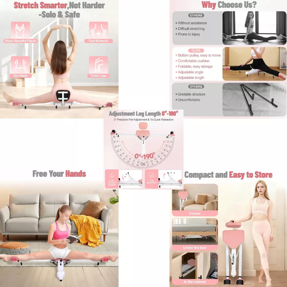 Split Leg Stretching Trainer | 180° Adjustable Machine, PU Seat & 330 Lbs Capacity for Flexibility, Ballet, Dance, Gymnastics