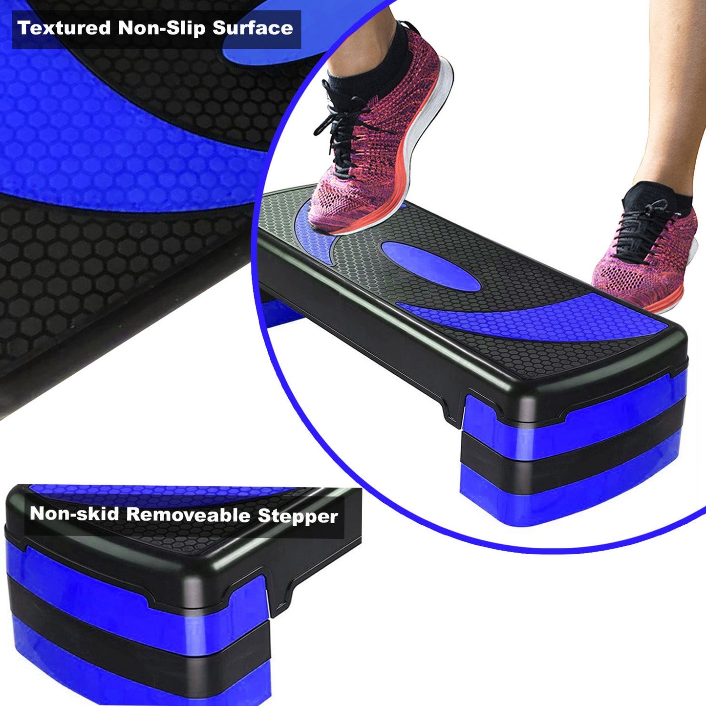 X MAXSTRENGTH Aerobic Stepper 3 Level Step Platform Cardio Training Yoga Workout Stepper