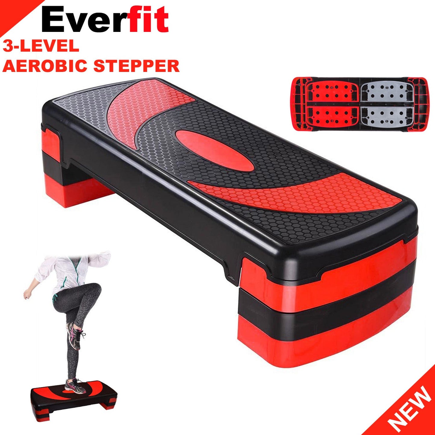 X MAXSTRENGTH Aerobic Stepper 3 Level Step Platform Cardio Training Yoga Workout Stepper