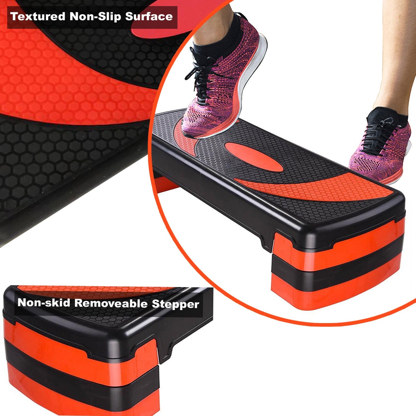 X MAXSTRENGTH Aerobic Stepper 3 Level Step Platform Cardio Training Yoga Workout Stepper