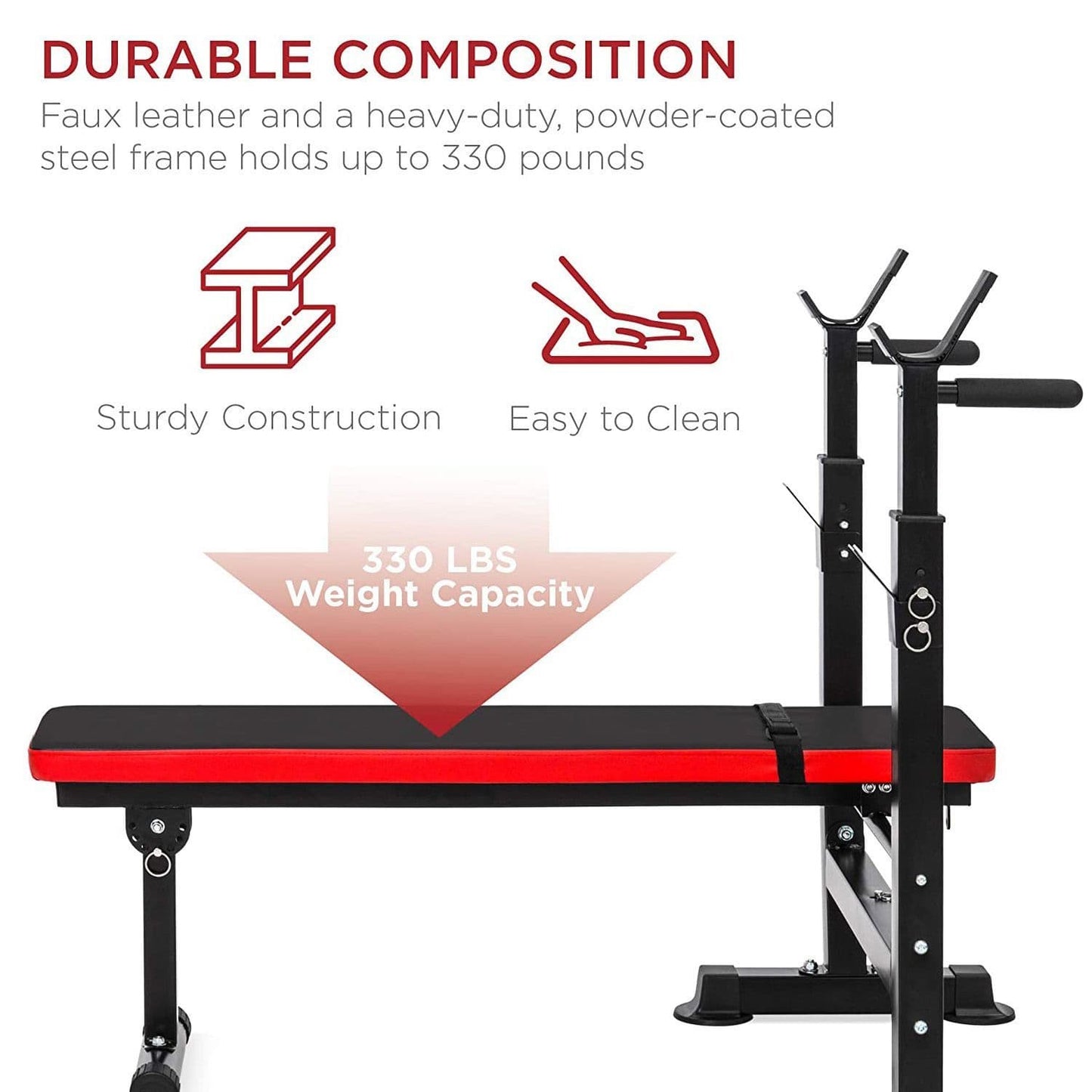 X MAXSTRENGTH Adjustable Workout Bench Barbell Rack