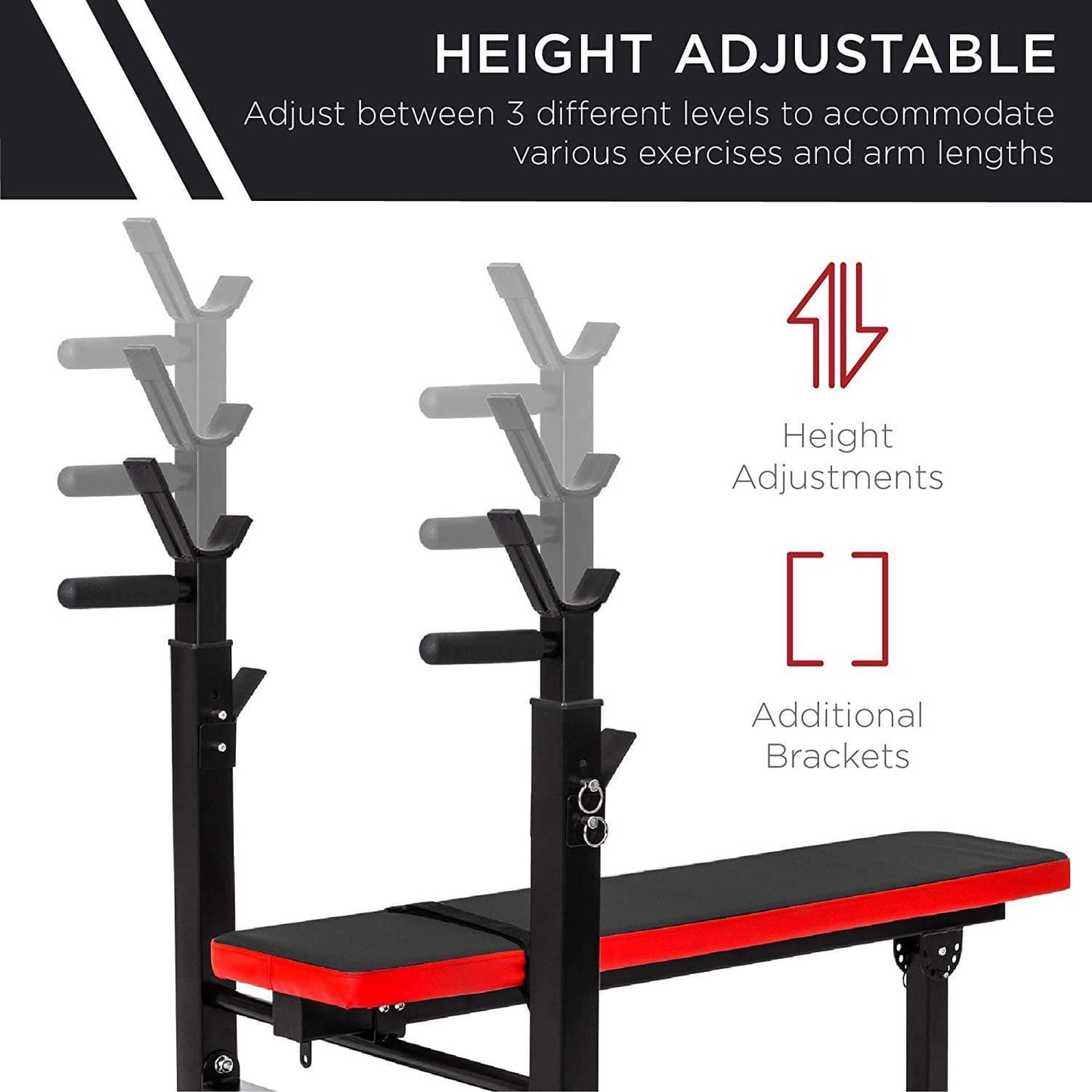 X MAXSTRENGTH Adjustable Workout Bench Barbell Rack
