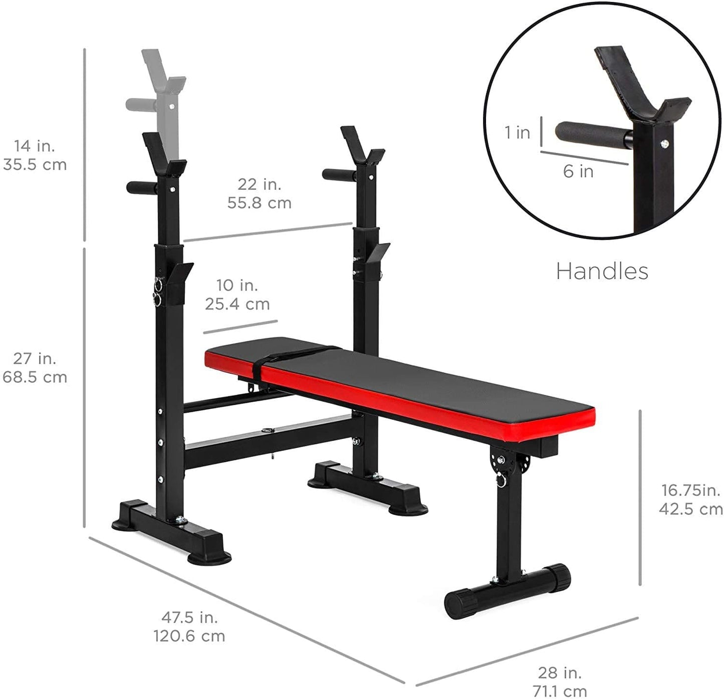 X MAXSTRENGTH Adjustable Workout Bench Barbell Rack