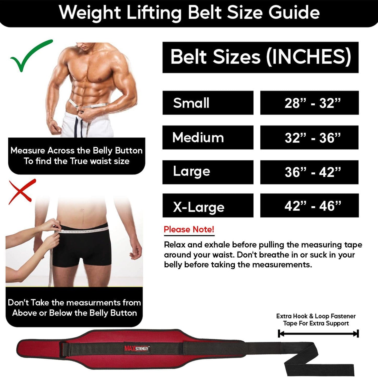 X MAXSTRENGTH Neoprene Weightlifting Back Support Belt Red