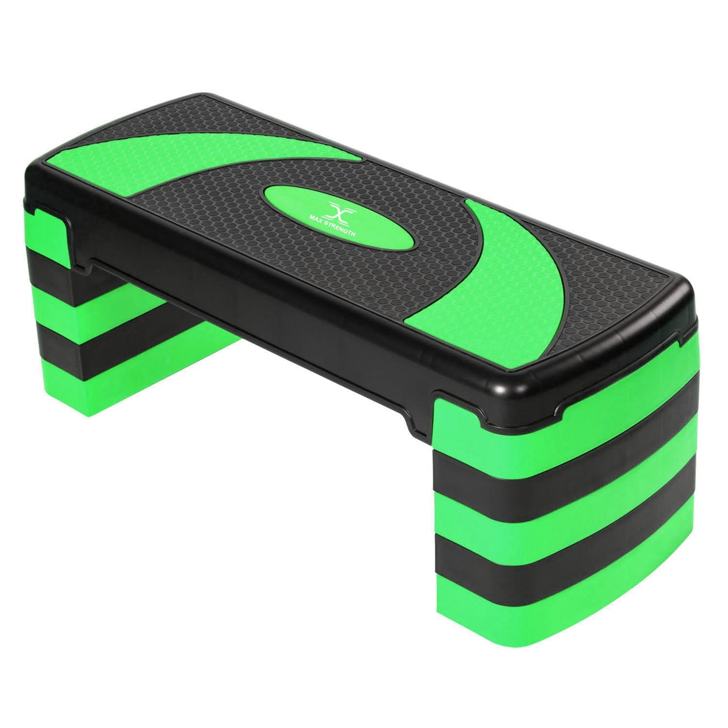 X MAXSTRENGTH Aerobic Stepper 3 Level Step Platform Cardio Training Yoga Workout Stepper (Green/Black)