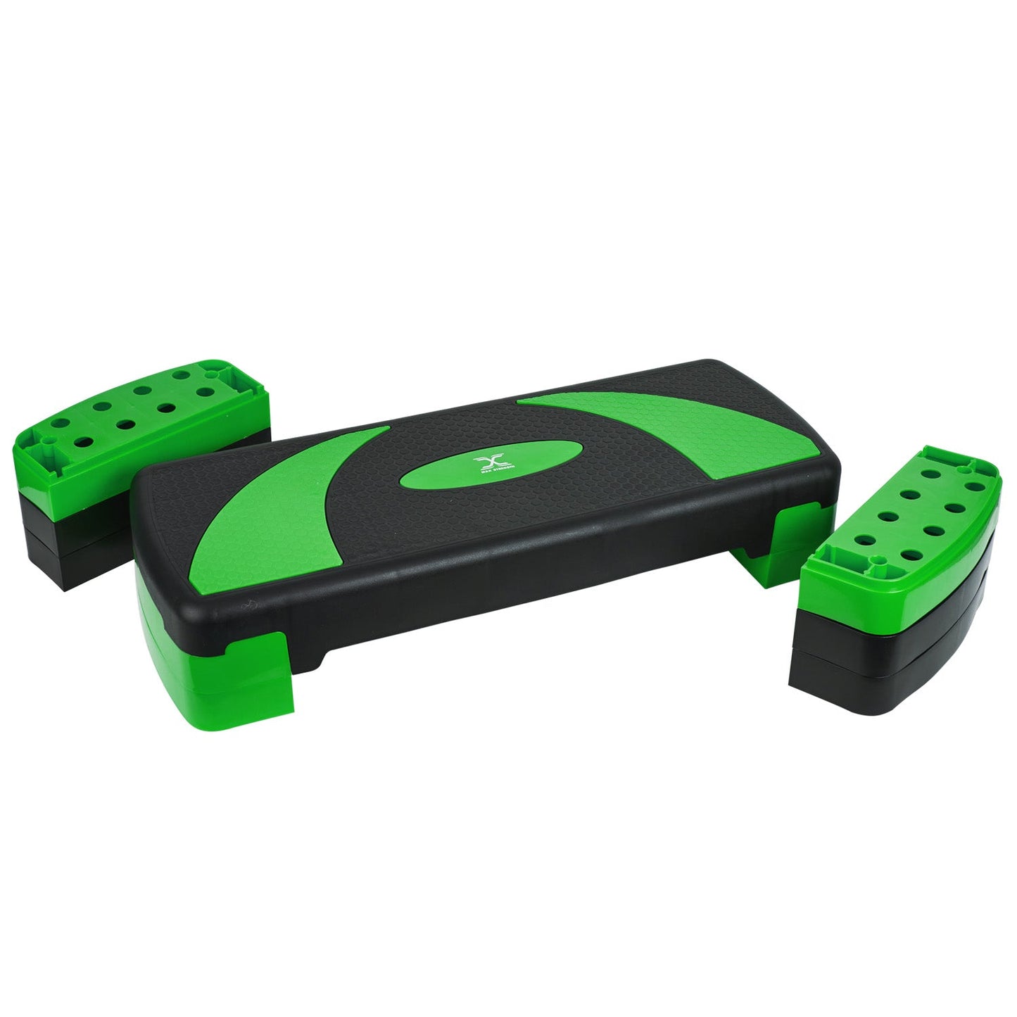 X MAXSTRENGTH Aerobic Stepper 3 Level Step Platform Cardio Training Yoga Workout Stepper (Green/Black)
