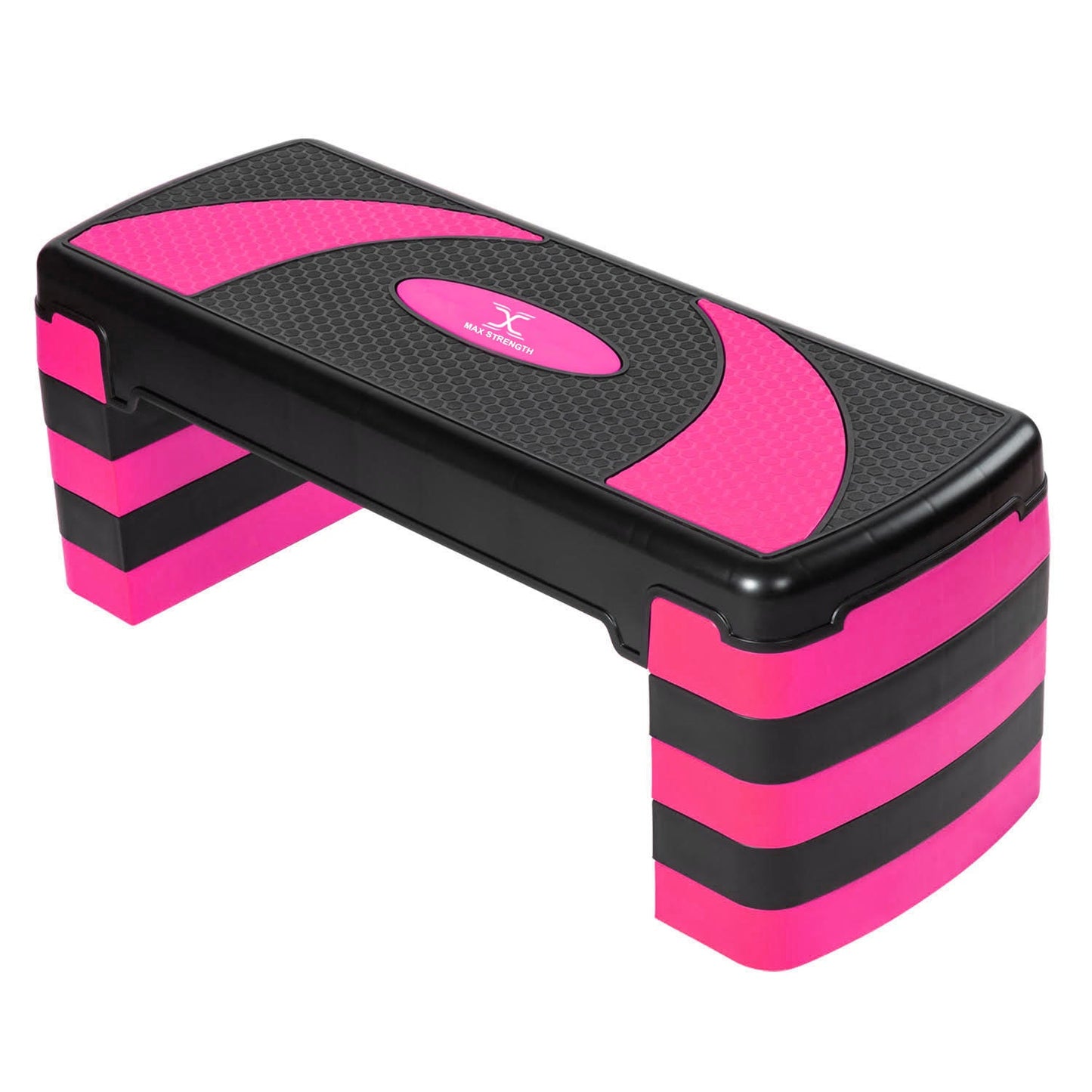 X MAXSTRENGTH Aerobic Stepper 5 Level Step Platform Cardio Training Yoga Workout Stepper (Pink/Black)