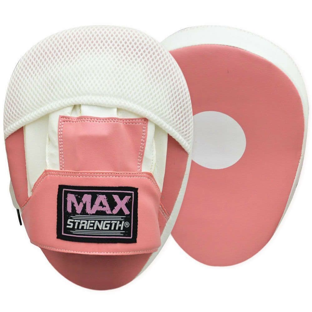 X MAXSTRENGTH Boxing Focus Pads Mitts Curved Punching Pad Pink/White