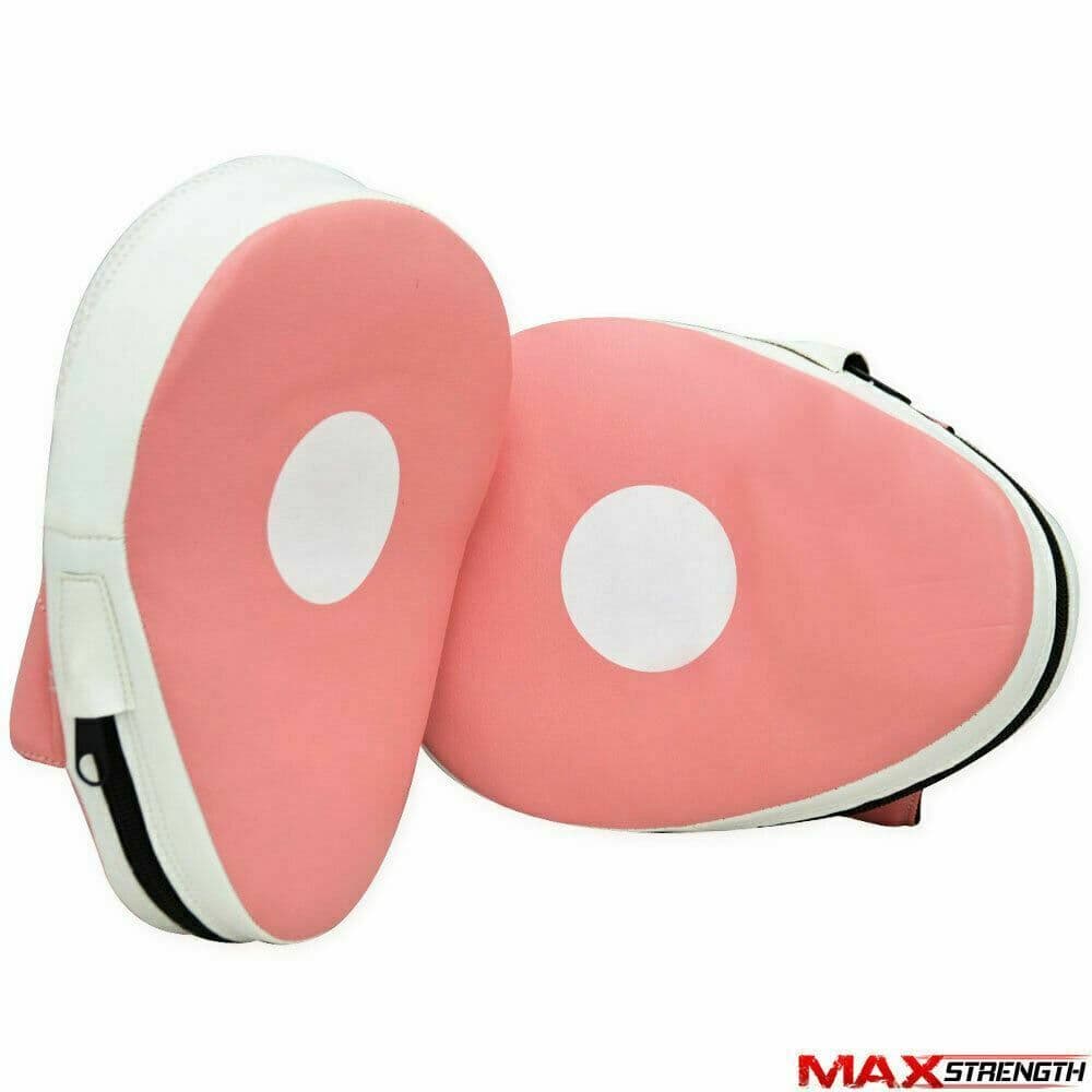X MAXSTRENGTH Boxing Focus Pads Mitts Curved Punching Pad Pink/White