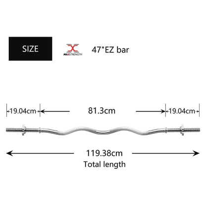 Max Strength-30kg dumbbell and Barbell Weight Bars 47 Inch EZ Curl Bar with Spinlock Weightlifting fitness adjustable Set with Box/Carrying case and 47" Curl Bar  2 in 1