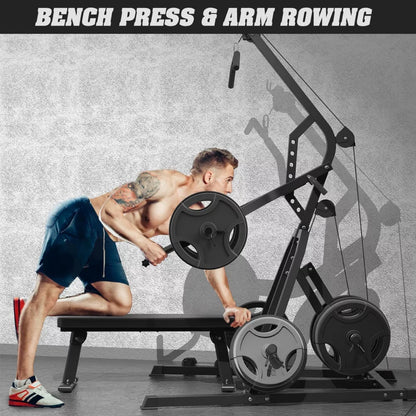 Leverage Gym Power Rack Squat Rack Lever Gym with LAT Low Row System Home Gym System Workout Station (Without Weight)
