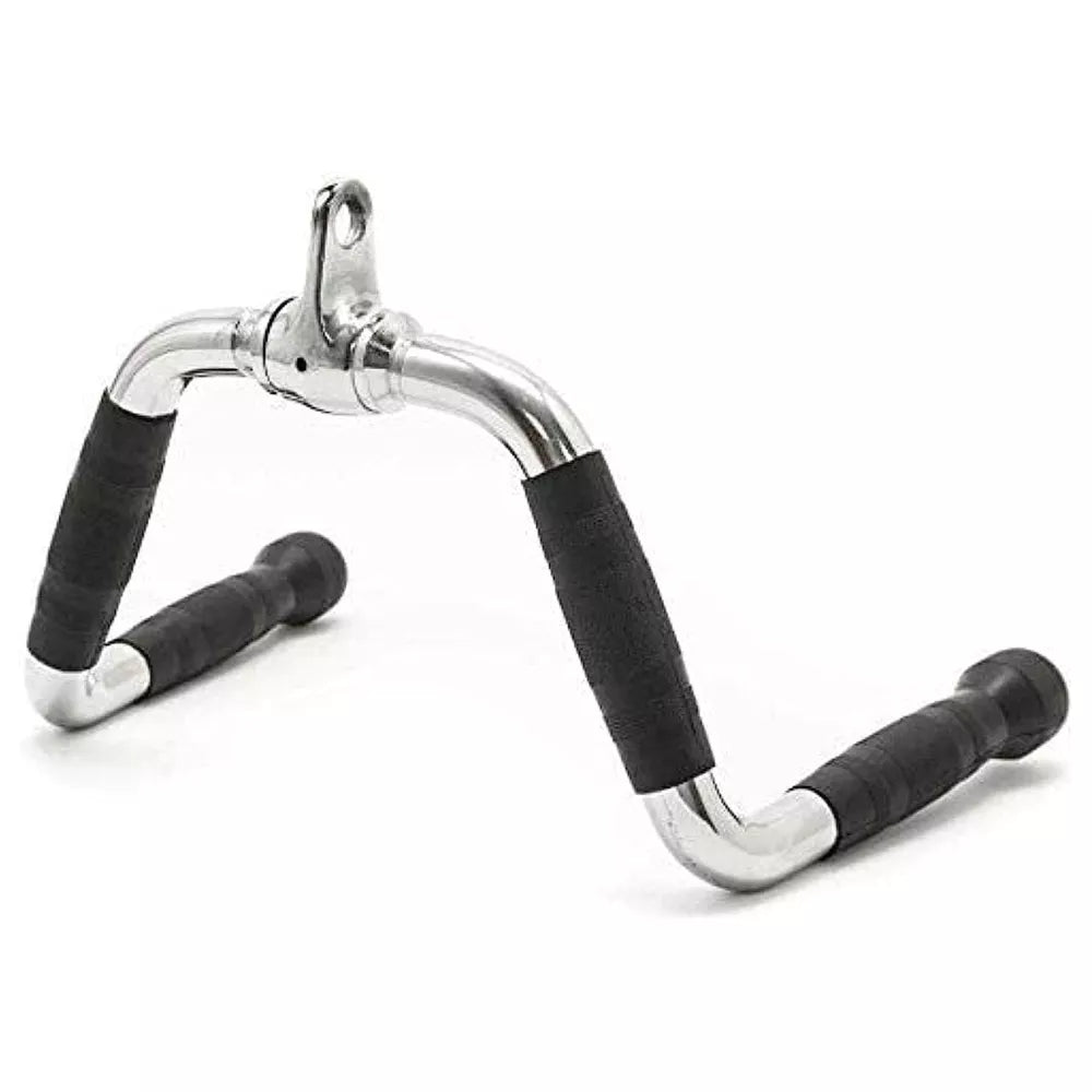 Max Strength Barbel Machine Cable Attachment Pro Grip Revolving Non Slip Handle Bar Pro Grip Revolving pull down Lat Bar-Silver, for Bicep Tricep