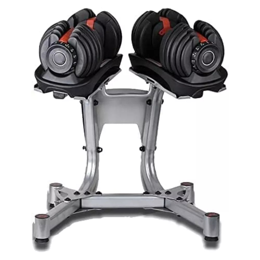 HomeGym 24KG PAIR of Smart ADJUSTABLE DUMBBELLS with Heavy-Duty Stand