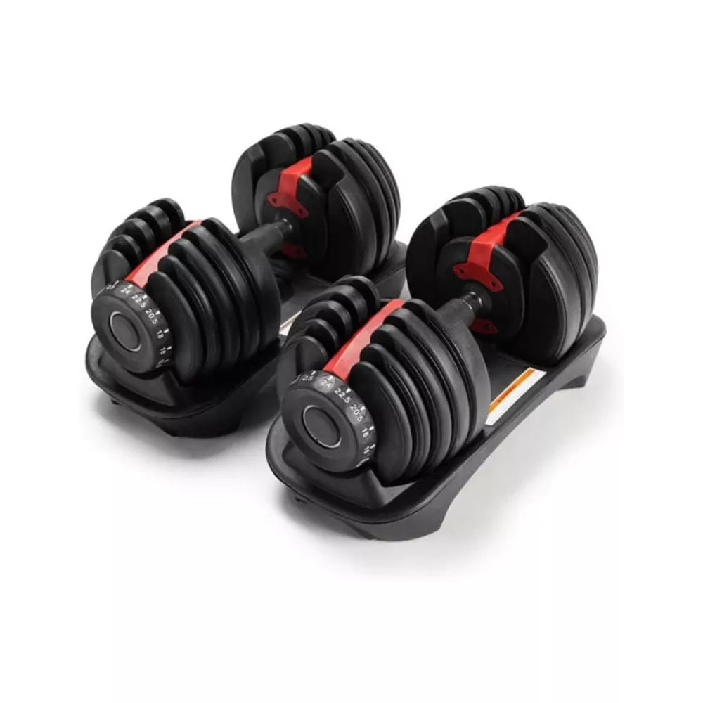 HomeGym 24KG PAIR of Smart ADJUSTABLE DUMBBELLS with Heavy-Duty Stand