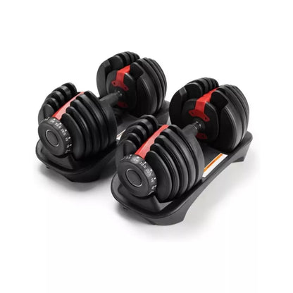 HomeGym 24KG PAIR of Smart ADJUSTABLE DUMBBELLS with Heavy-Duty Stand
