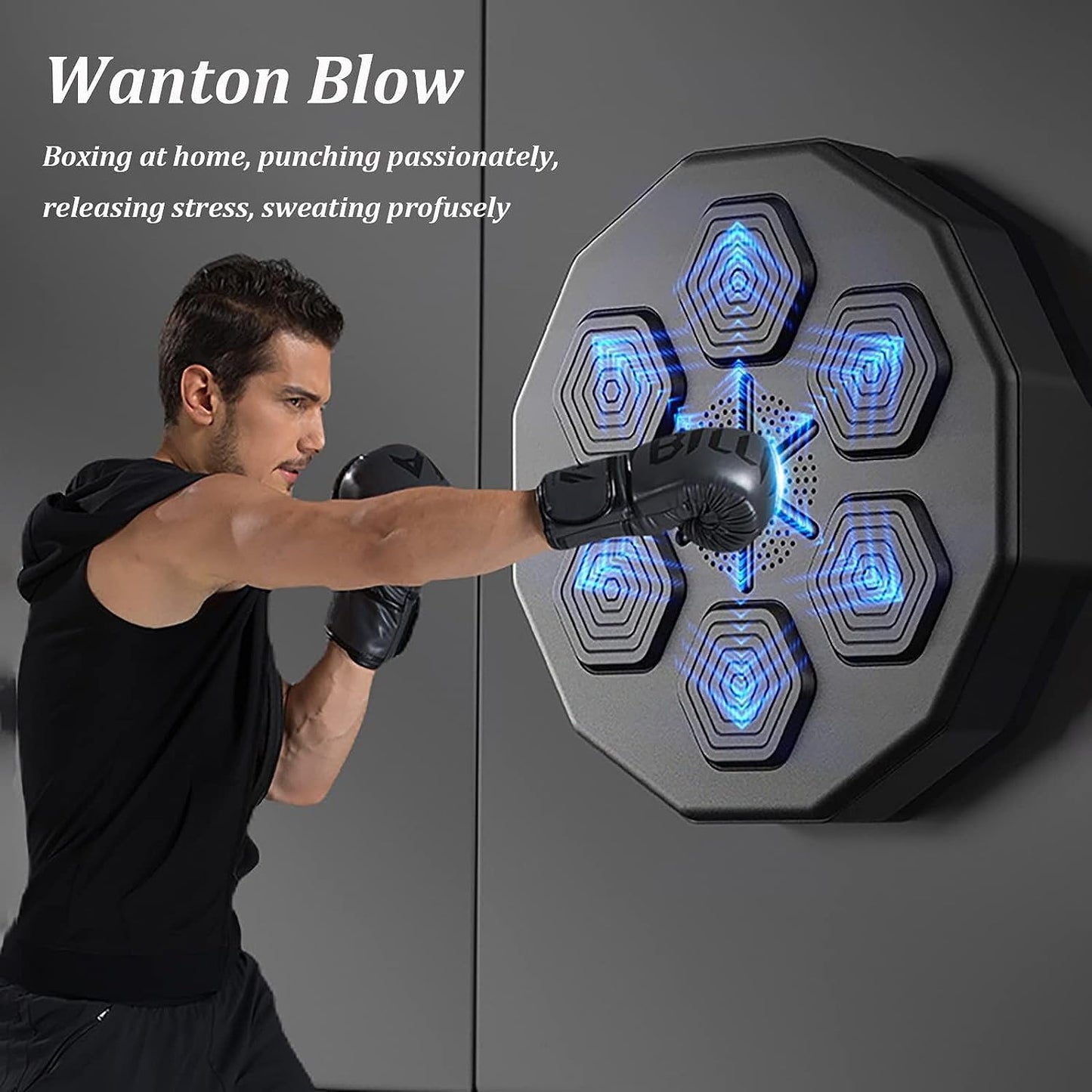 X MAXSTRENGTH Wall Mounted Boxing Training Machine Smart Music Boxing Pads With 6 Lights And Bluetooth Sensor