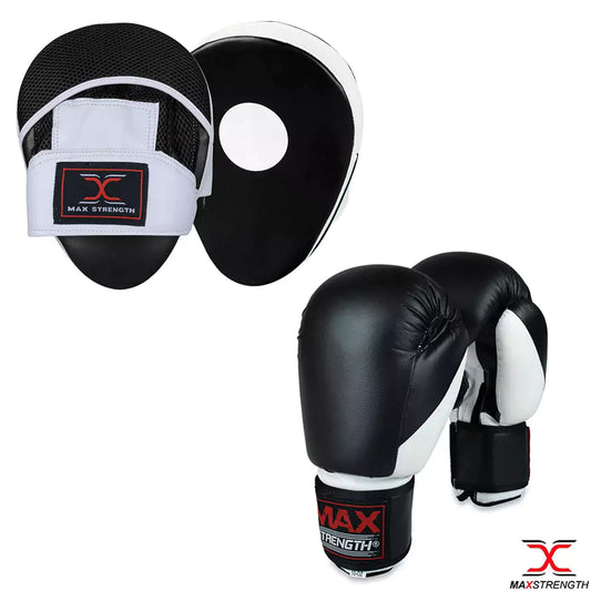 Boxing Focus Pads and Gloves Set Ideal for Kickboxing, Punch Training, Hook & Jab Workouts