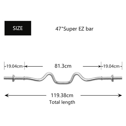Max Strength Solid Chrome Curl Barbell Bars – Heavy-Duty Weight Lifting Bar for Intense Workouts,