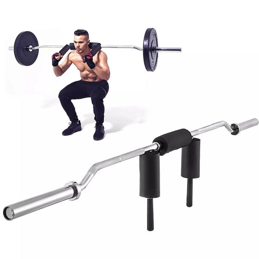 MAXSTRENGTH X Olympic Safety Squat Olympic Bar with Shoulder and Arm Pads for Weight Lifting & Bodybuilding