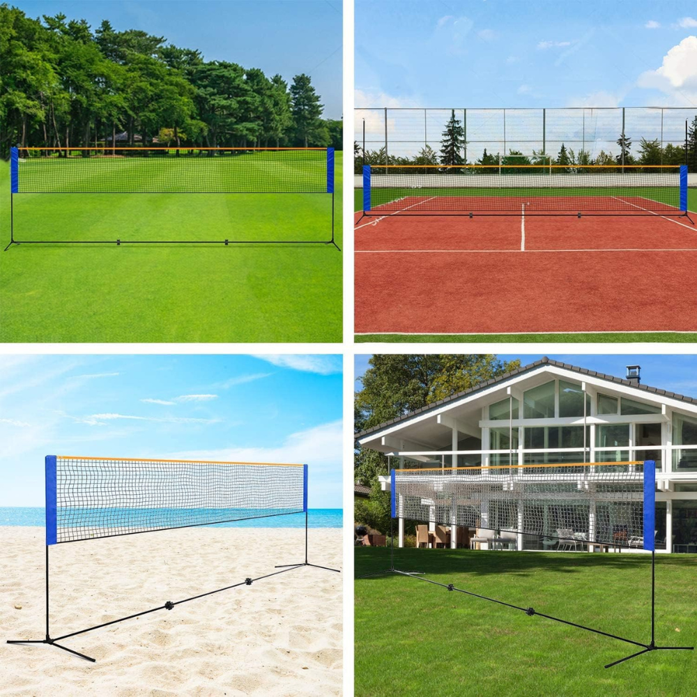 Adjustable Height Portable Badminton Net Set Badminton Tennis Net Set, Portable Sports Set with Poles Carrying Bag Volleyball Pickleball