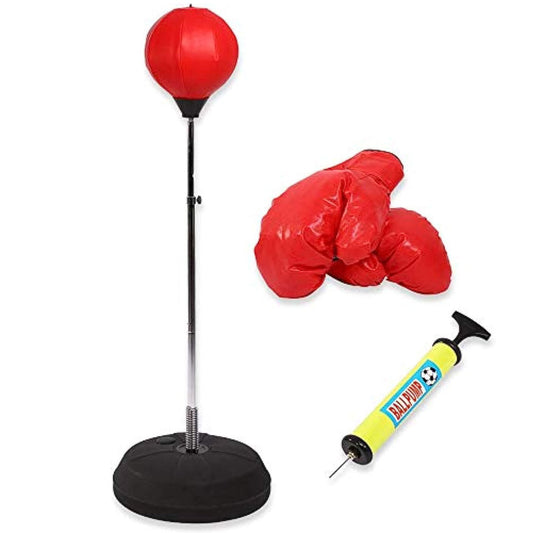 Adjustable Standing Punching Bag Speedball with Gloves & Pump – For Kids