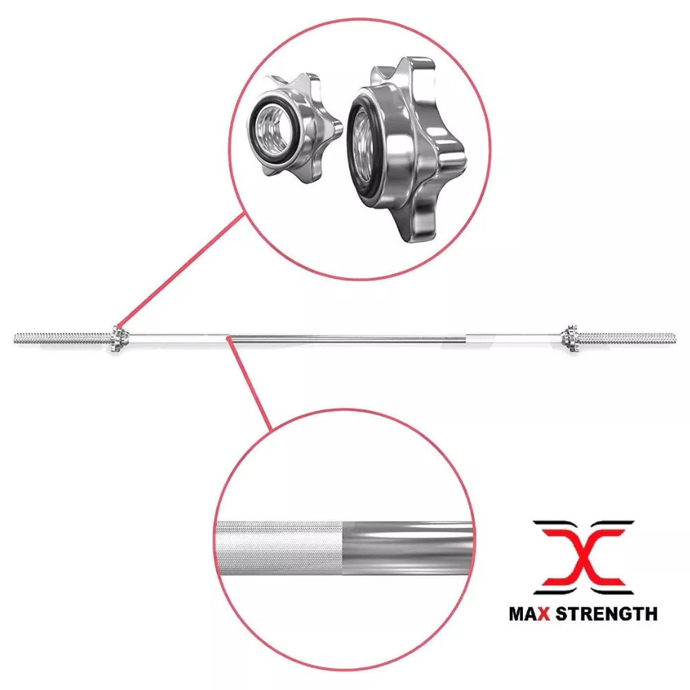 Max Strength Solid Chrome Barbell Bars – Heavy-Duty Weight Lifting Bar 5feet/60inch/150cm