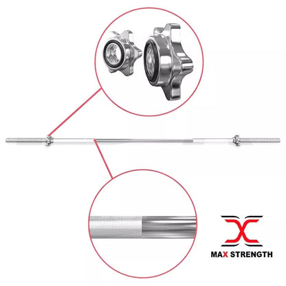 Max Strength Solid Chrome Barbell Bars – Heavy-Duty Weight Lifting Bar 5feet/60inch/150cm
