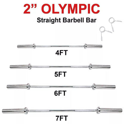 MAXSTRENGTH Olympic Barbell Bar With Spring Lock Collars ideal for Weight Lifting Bodybuilding Chrome Mens Workout Fitness Training Heavy Duty 6feet/72inch/180cm