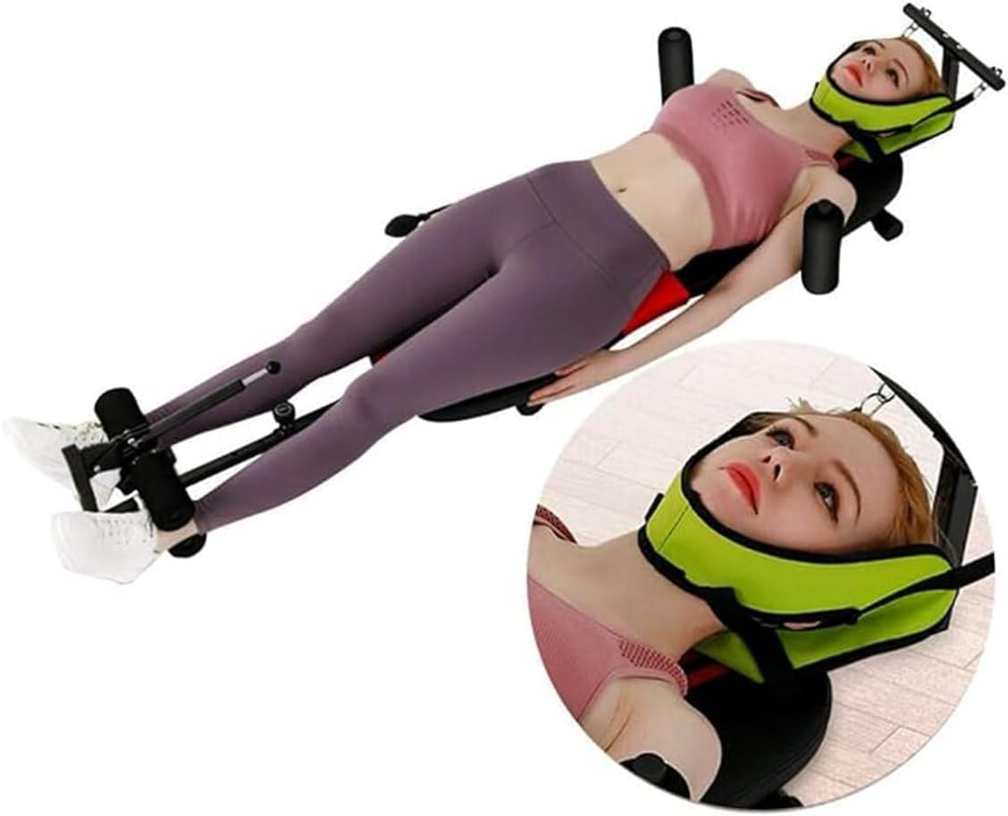 Traction Table Lumbar & Cervical Spine Stretcher, Spinal Decompression Back Stretch Bench for Neck & Back Pain Relief