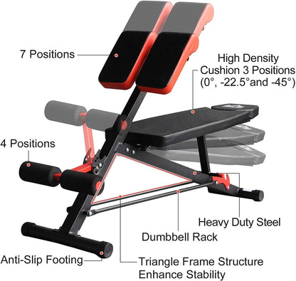 Multifunctional Hyper Dumbbell Bench Weights Work Out Ab Sit Up Decline Flat Roman Chair