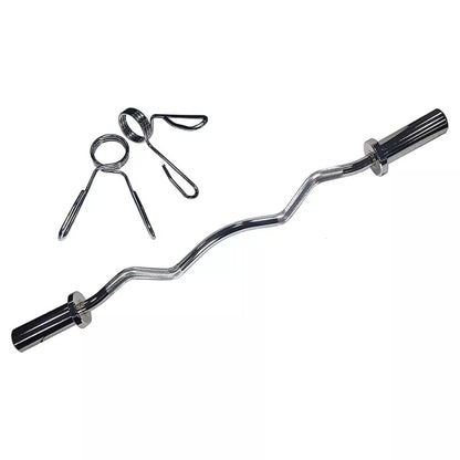 Max Strength Olympic Curl Bar with Spring Collars Weight Lifting Bar With Rotating End 47"