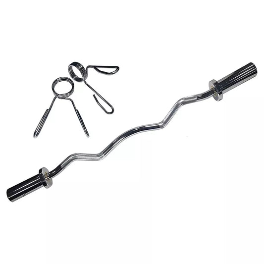 Max Strength Olympic Curl Bar with Spring Collars Weight Lifting Bar With Rotating End 5feet/60inch/150cm