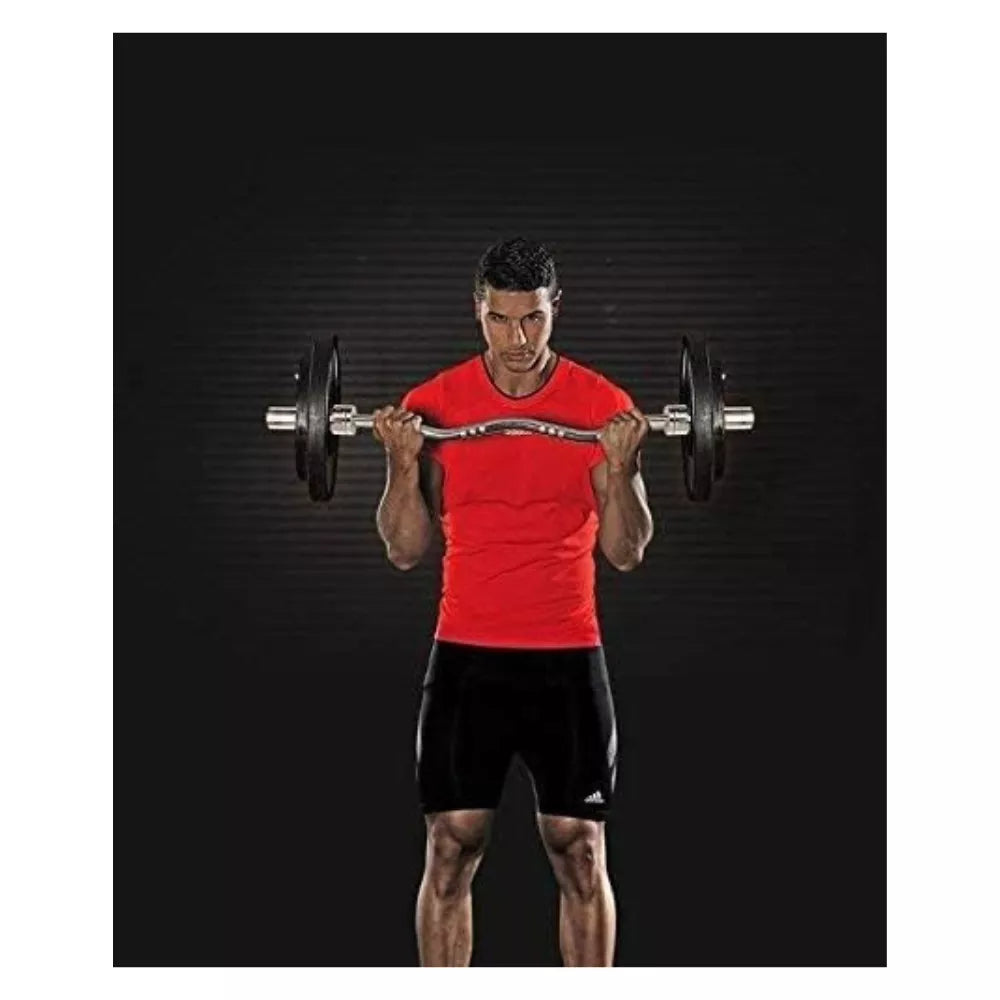 Max Strength Olympic Curl Bar with Spring Collars Weight Lifting Bar With Rotating End 47"