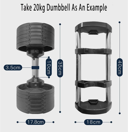 Max Strength - Weight Lifting Quickly Adjustable Dumbbells , Men's Home Fitness Equipment with various Gear, With Dumbbell Rack (Size : 32kg*2+Rack)