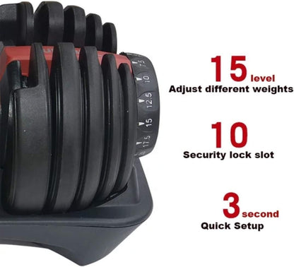 Max Strength® - Smart Adjustable Dumbbell 24KG with Fast Automatic Different Weights Adjustment -2pc set,