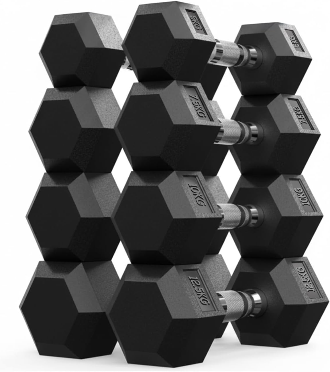 Max Strength Hex Dumbbells Set 70kg for Men & Women - Home Gym Equipment - Weights (Set of 2),  5kg, 7.5kg, 10kg, 12.5kg