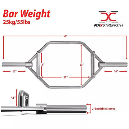 Max Strength-Distribution Olympic Trap Shrug  Hex Deadlift Big Whole Bar+ Spring Collar