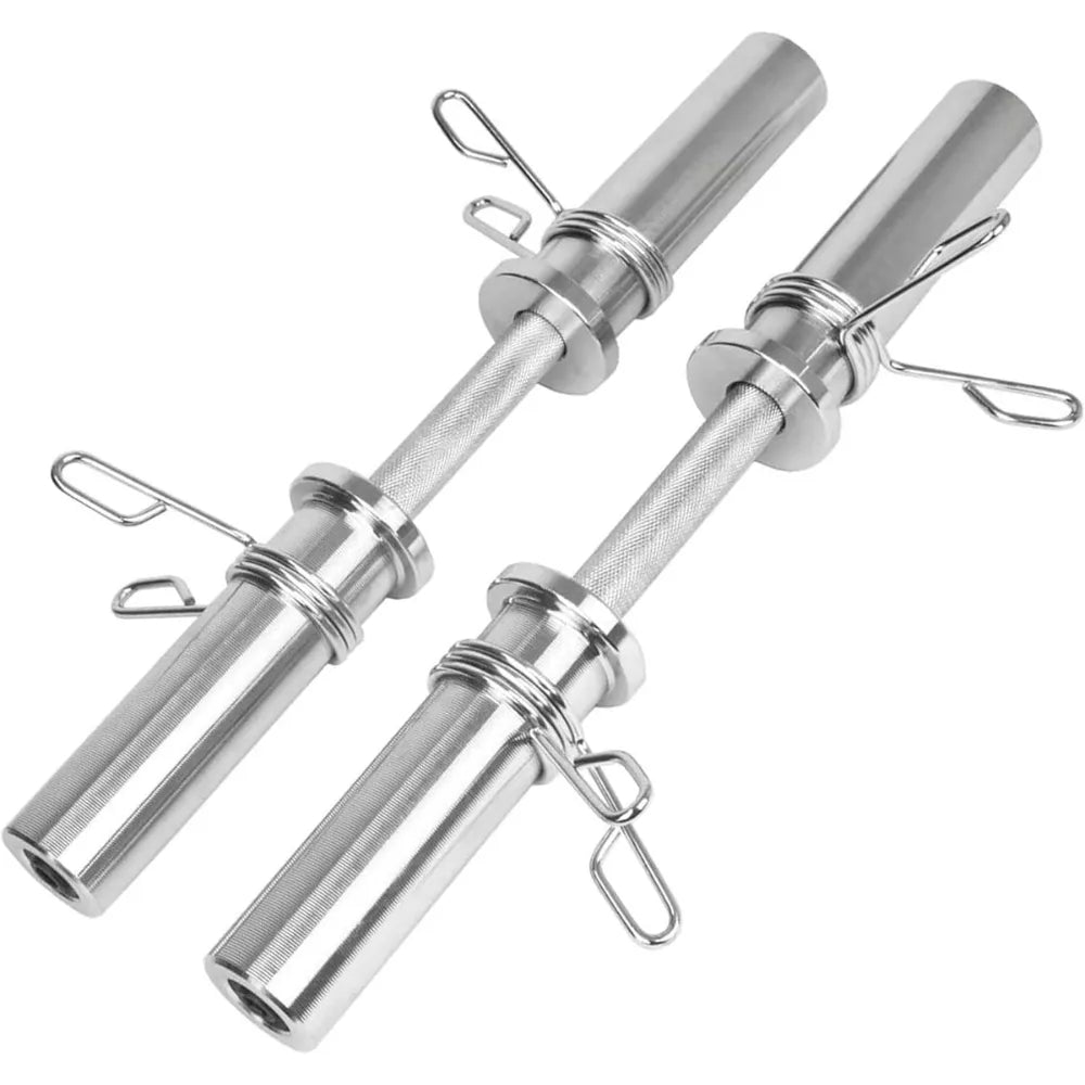 MAXSTRENGTH Olympic Dumbbell Bars Pair Chrome for Weight Plates With Spring Collar