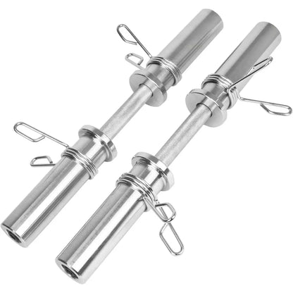 MAXSTRENGTH Olympic Dumbbell Bars Pair Chrome for Weight Plates With Spring Collar