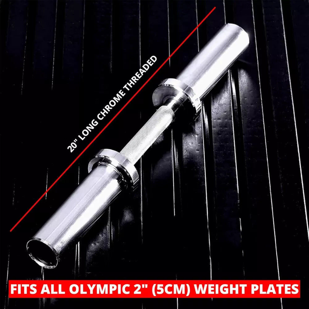 MAXSTRENGTH Olympic Dumbbell Bars Pair Chrome for Weight Plates With Spring Collar