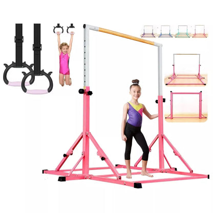 Gymnastics Bar Foldable and Adjustable Heights Monkey Bars for Home Gym