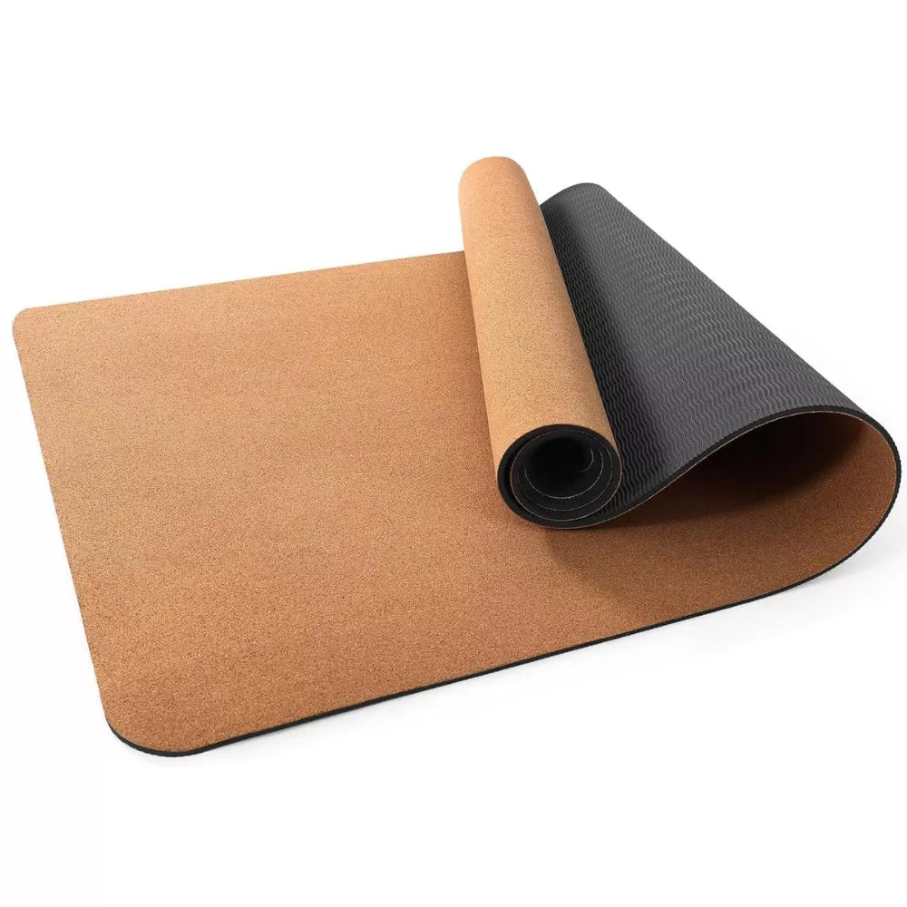MAXSTRENGHT Health & Fitness Cork & TPE Yoga Mat | Extra Long Non-Slip Eco-Friendly Mat