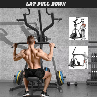 Leverage Gym Power Rack Squat Rack Lever Gym with LAT Low Row System Home Gym System Workout Station (Without Weight)