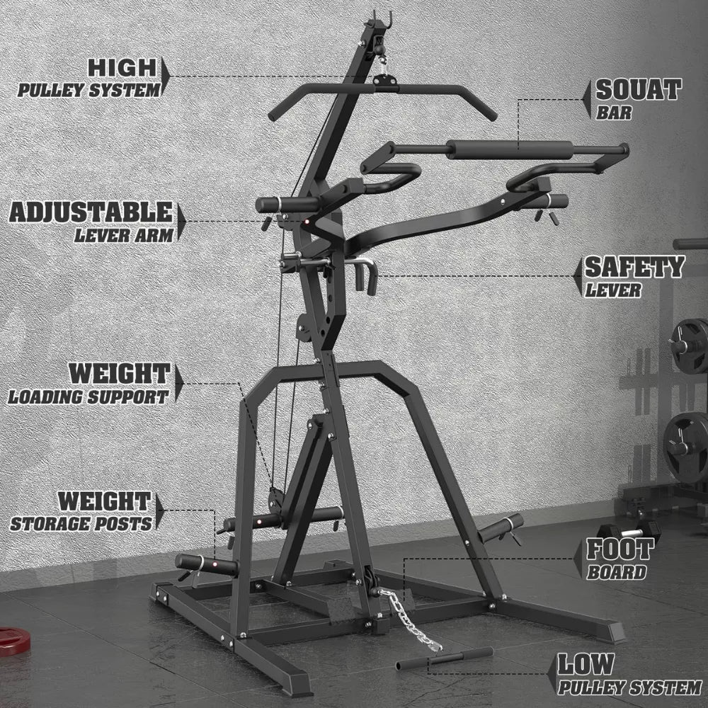 Leverage Gym Power Rack Squat Rack Lever Gym with LAT Low Row System Home Gym System Workout Station (Without Weight)